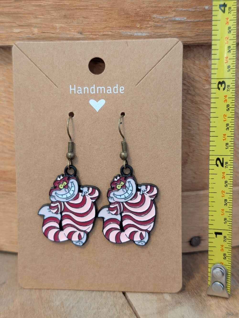Disney's Alice In Wonderland Cheshire Cat Enamel Metal Earrings NEW
